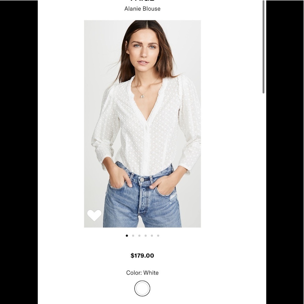 New Paige Alanie Eyelet Blouse white sz ML